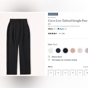 Abercrombie tailored straight leg pants, black 27/4s